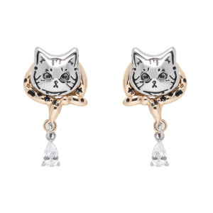 包裹貓咪水晶吊墜耳環