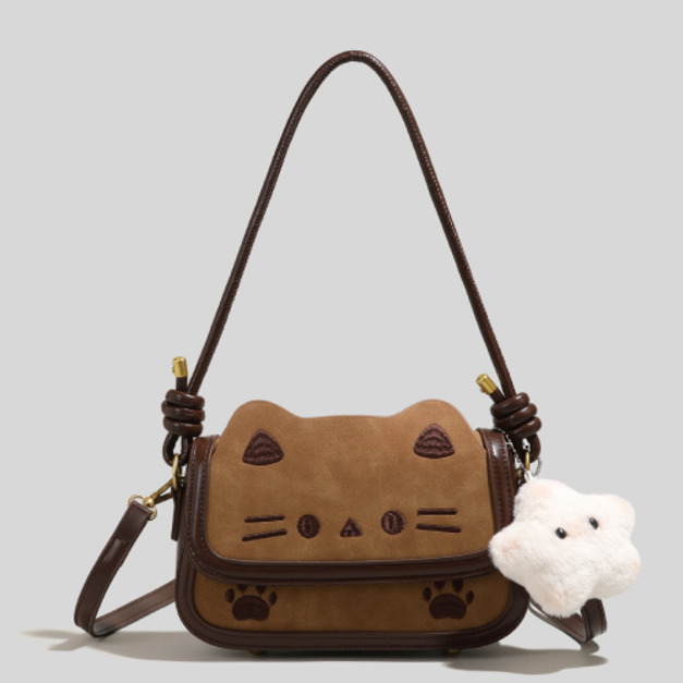 GIRRYA 卡其色貓咪斜背包