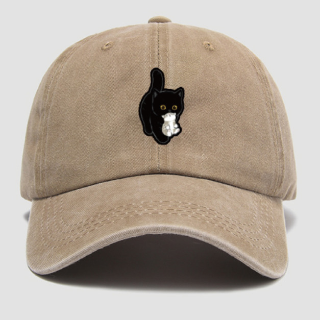 黑貓叼著小貓棒球帽(多色可選)