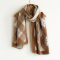 菱格雙面貓咪20%羊毛絨圍巾(多色可選)_3