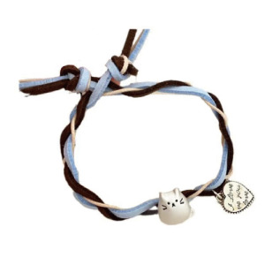 可愛胖貓咪愛心編織繩手鍊