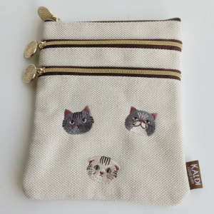 可愛貓咪刺繡收納包