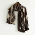 菱格雙面貓咪20%羊毛絨圍巾(多色可選)_1