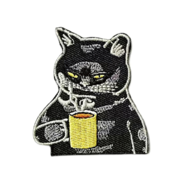 喝茶貓熨燙貼刺繡貼