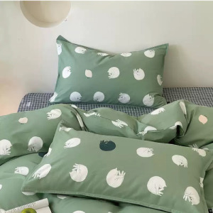 好物家居 圓圓喵雙人床包1條+枕頭套2入 (三件組)