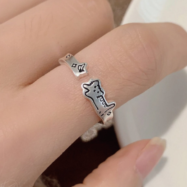 塗鴉貓咪開口戒指