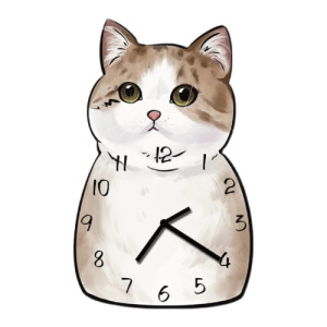 大圓眼胖貓時鐘