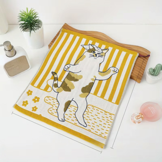 日式卡通貓咪紗布方巾(多款可選)