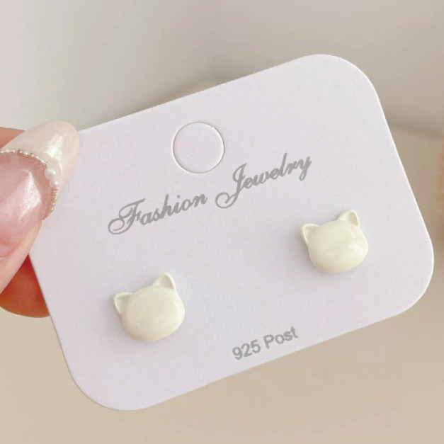 可愛貓咪家族耳環-奶白貓咪頭