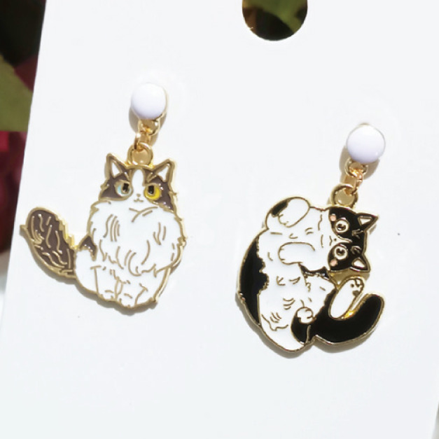 布偶貓不對稱耳環