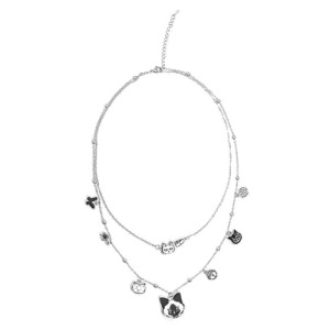 復古塗鴉貓咪雙層項鍊