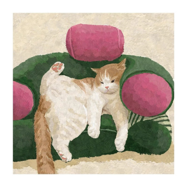 慵懶的沙發貓咪客掛畫 40x40cm
