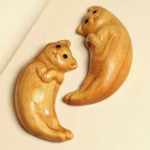 木雕貓咪聖筊一對