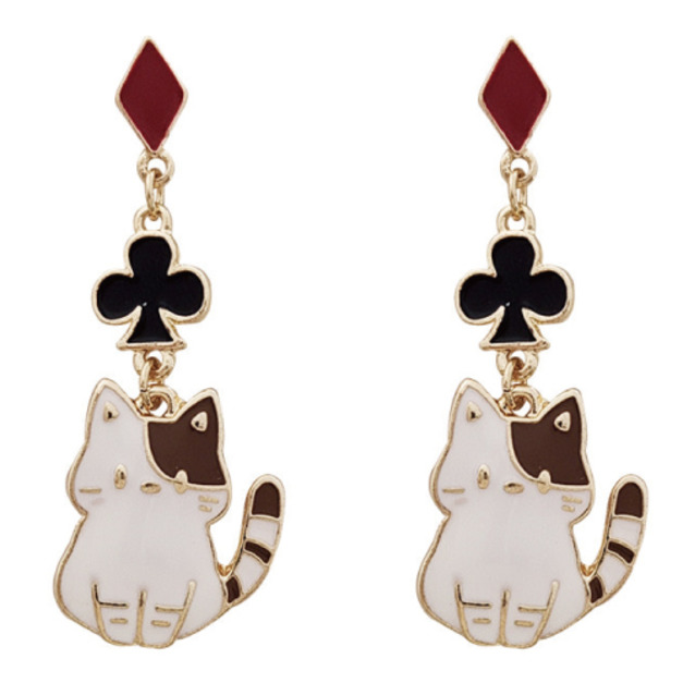 梅花撲克牌吊墜耳環