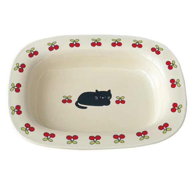 櫻桃貓咪陶瓷深方餐盤