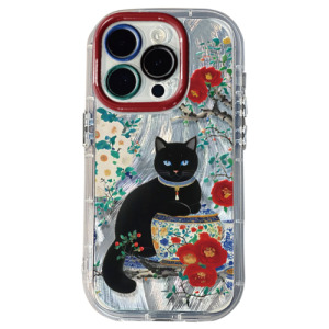 水墨花朵貓咪蘋果手機殼(多款可選)