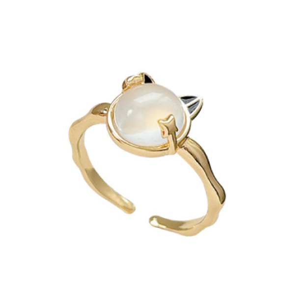 法式貓眼石開口戒指