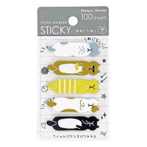 日本kyowa淘氣貓長條索引貼標籤 5本x20枚