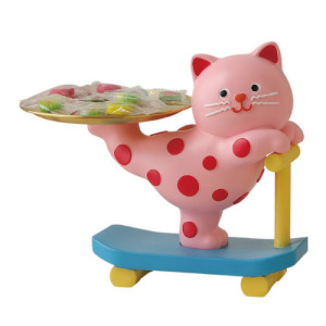 滑板車波點貓收納擺設