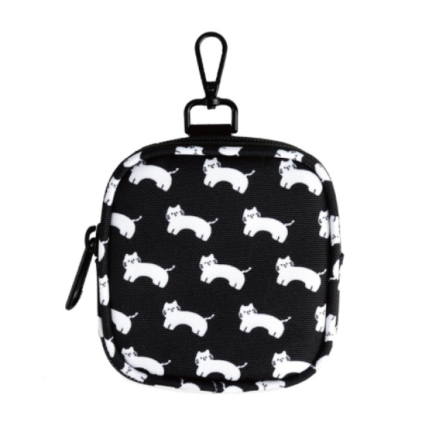 FREEIN 滿版白貓印花零錢耳機包