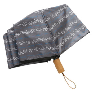 灰色小貓三折雨傘