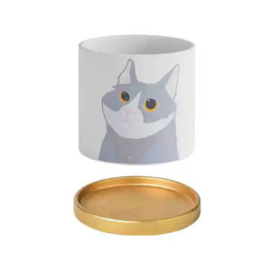 北歐貓咪圖案陶瓷花盆-小號(多款可選)