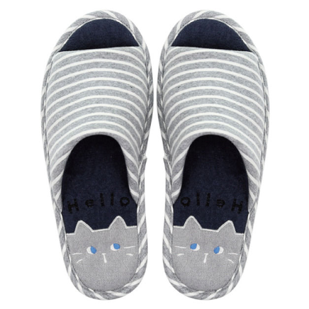 條紋貓咪室內拖鞋 (兩色可選)