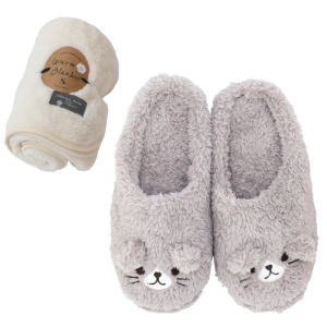 貓咪室內保暖拖鞋+絨毛毯(兩款可選)