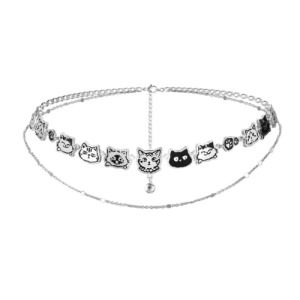 甜酷風復古貓咪雙層項鍊