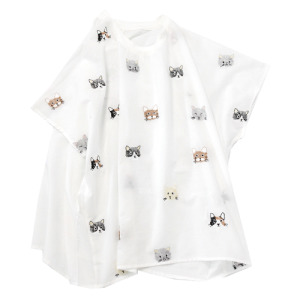 日系貓頭刺繡純棉短袖襯衫(多色可選)