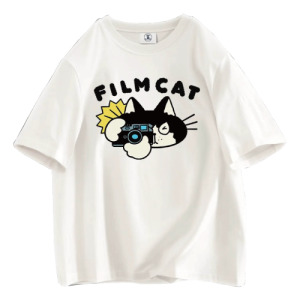 電影拍攝小黑貓寬鬆T恤(多色可選)