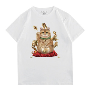 發財貓咪純棉T恤(多款可選)