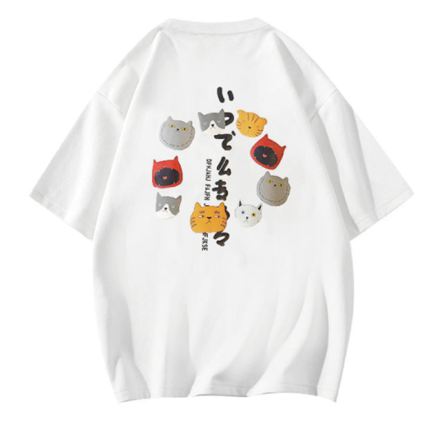日系多貓插畫寬鬆T恤(多款可選)