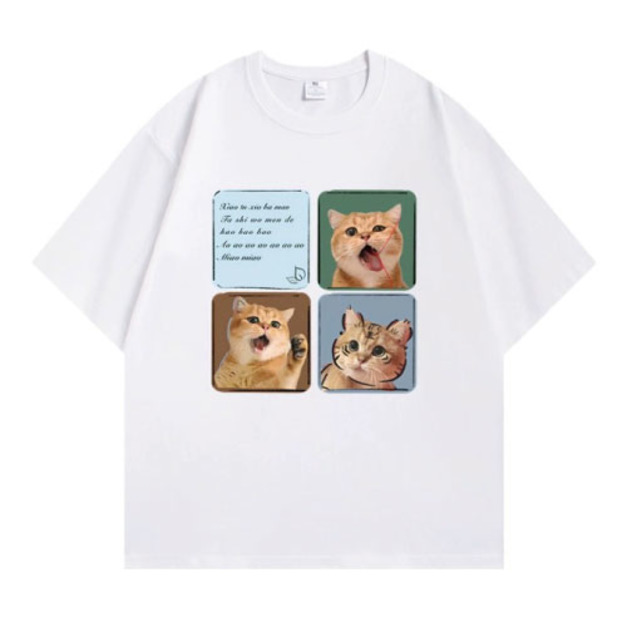 三格貓咪表情T恤(兩色可選)