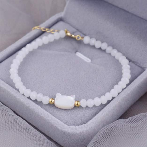 珍珠貝殼貓咪手鍊(兩款可選)