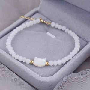 珍珠貝殼貓咪手鍊(兩款可選)