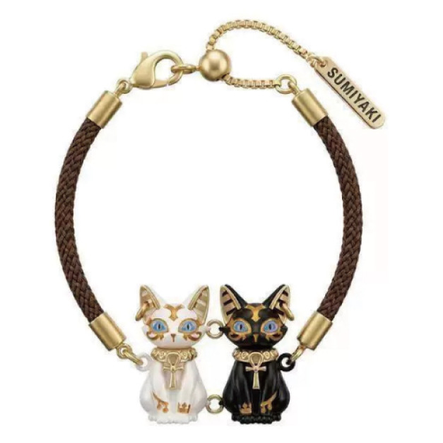 埃及黑白貓咪編繩手環(多款可選)