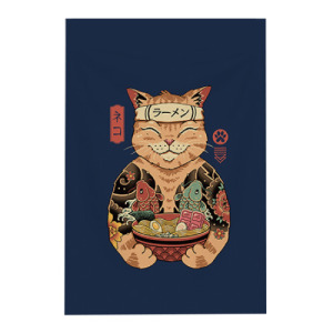 日式貓咪穿桿式半開式門簾1入(多款可選)