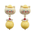 童趣可愛黃色貓咪耳環一對_1