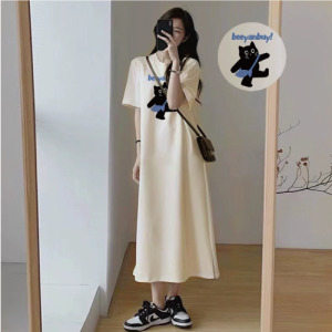 貓咪背魚包休閒短袖連身裙(多款可選)