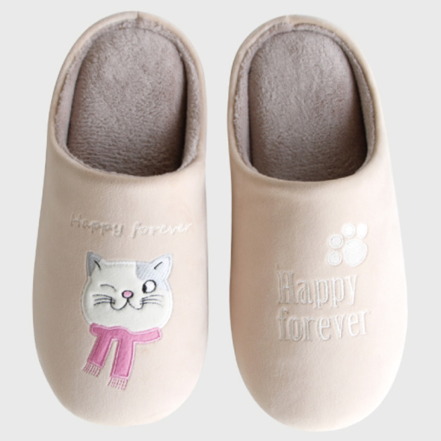 眨眼圍巾貓保暖室內拖鞋(多款可選)