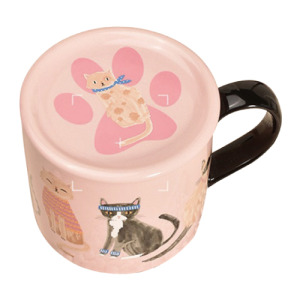 粉墨貓咪馬克杯  (含杯蓋可當杯墊)