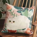 貓咪植物棉麻抱枕 45x45cm(多款可選)_2