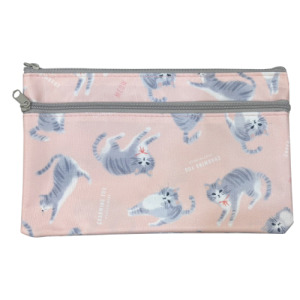 粉色貓咪雙層收納袋