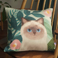 貓咪植物棉麻抱枕 45x45cm(多款可選)_1