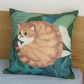 貓咪植物棉麻抱枕 45x45cm(多款可選)