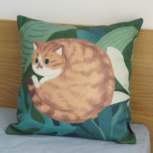 貓咪植物棉麻抱枕 45x45cm(多款可選)