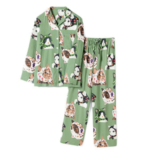 綠野貓咪居家睡衣套裝