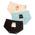 插畫貓咪印花無痕冰絲內褲 ( 三件組) 多款可選_1