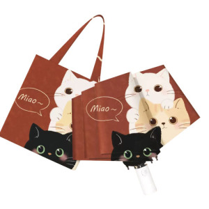 萌貓堆堆三折自動雨傘